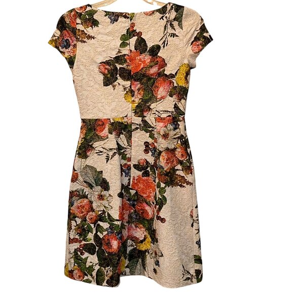 Adrianna Papell Floral Matelassé Fit & Flare Dress SZ 4 Formal Wedding Cocktail‎ - Picture 3 of 12